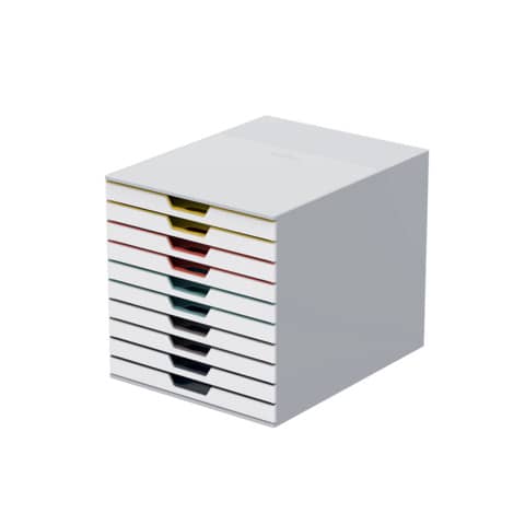 Cassettiera DURABLE Varicolor® 10 cassetti 28x35,6x29,2 cm profili colorati - 63027